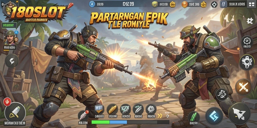 Gameplay seru dan intens dari 180SLOT dalam suasana Battle Royale.