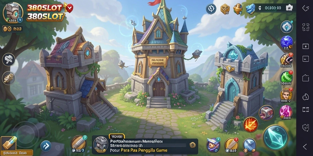 Screenshot menunjukkan aksi menara dalam permainan Tower Defense 380SLOT.