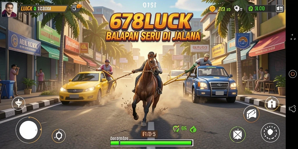 Gameplay mendebarkan dari 678LUCK di lintasan balap.
