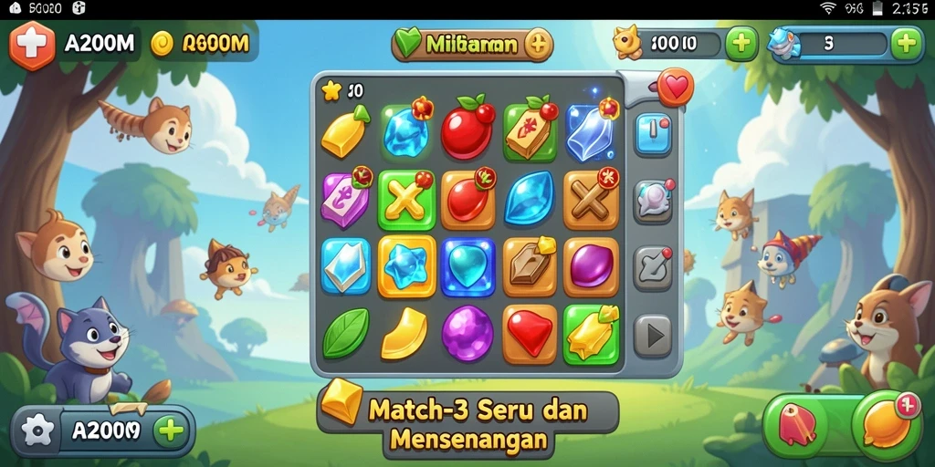 Tampilan gameplay A200M yang menarik dan penuh warna.