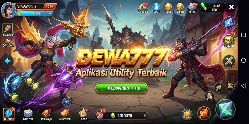 Screenshot utama DEWA777 menampilkan antarmuka aplikasi Utility yang modern dan fungsional.