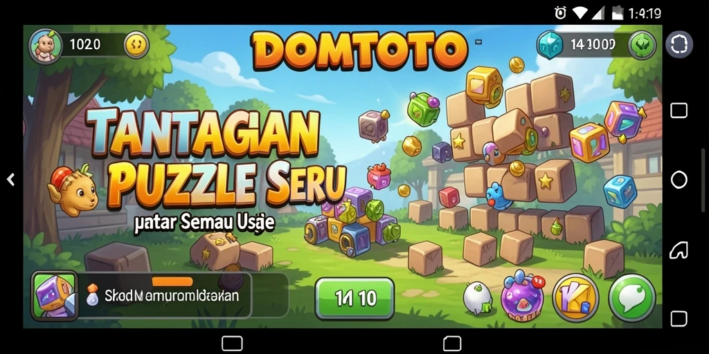 Screenshot gameplay DOMTOTO menampilkan berbagai tantangan Puzzle menarik.