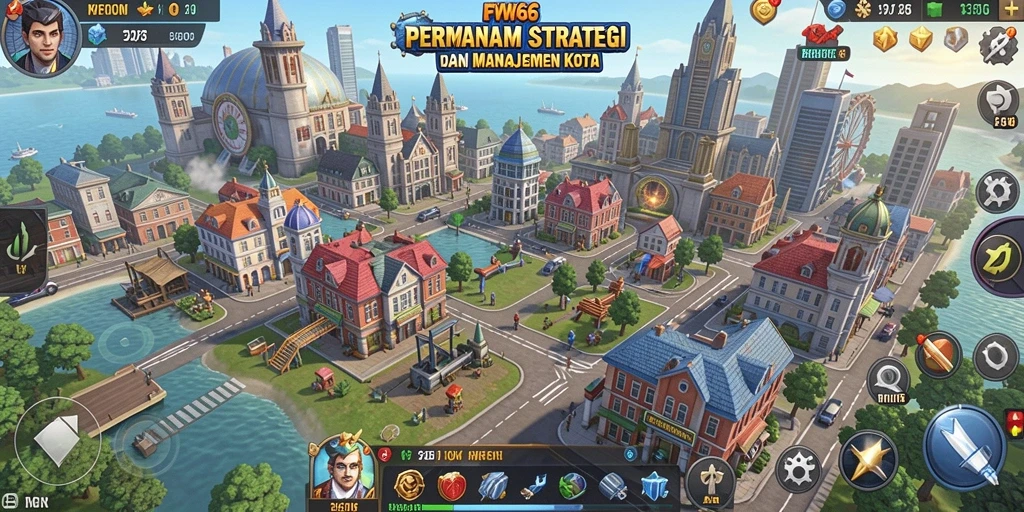 Tampilan gameplay <strong>FW66</strong> yang menakjubkan dan strategi pengelolaan kota.