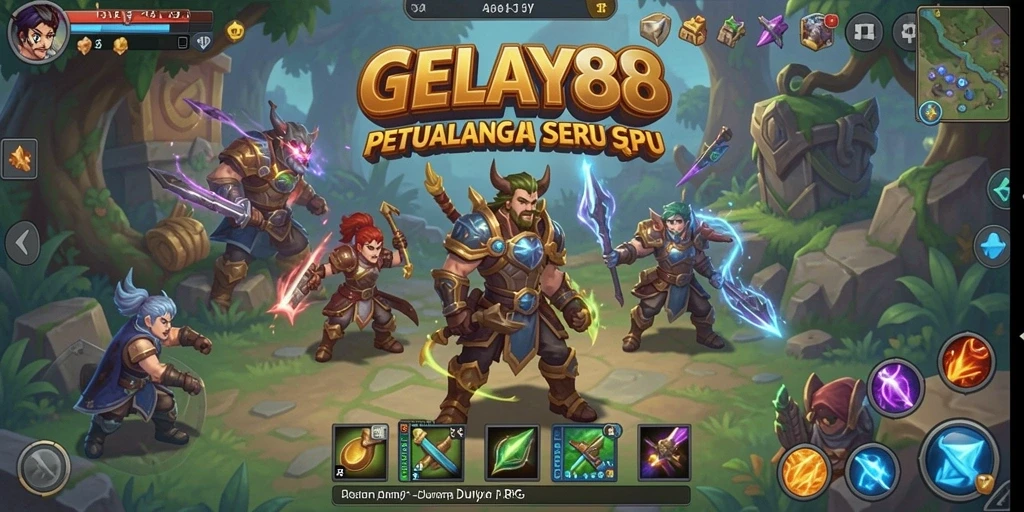 Screenshot gameplay RPG yang menampilkan pertarungan epik di GELAY88.