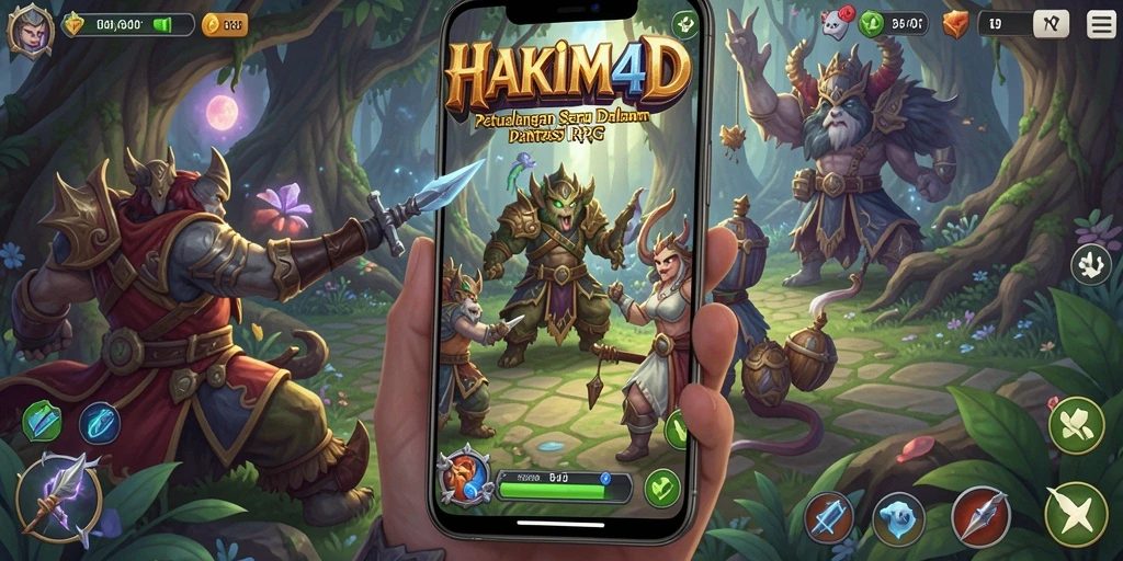 Screenshot utama HAKIM4D menampilkan aksi seru dalam pertarungan RPG.