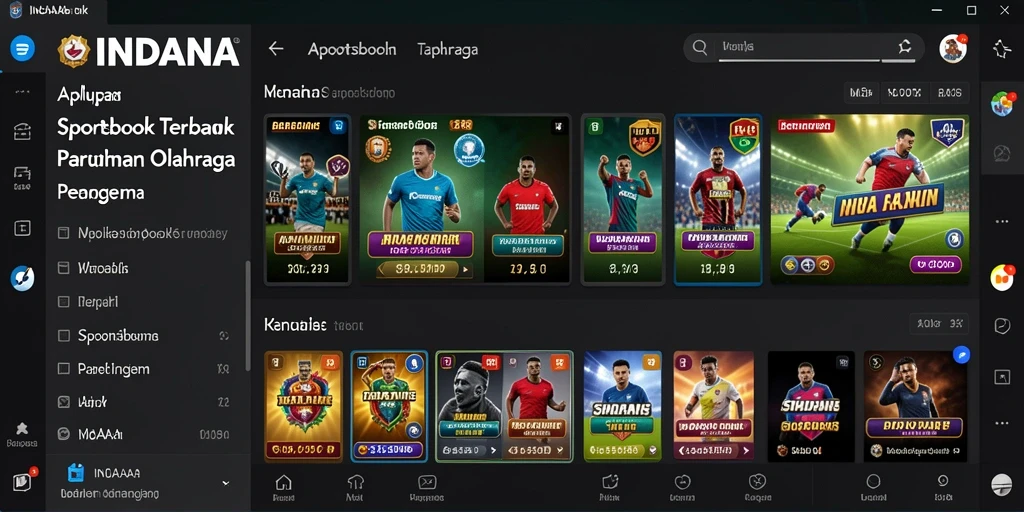 Screenshot utama INDAAA menampilkan antarmuka taruhan olahraga yang dinamis.