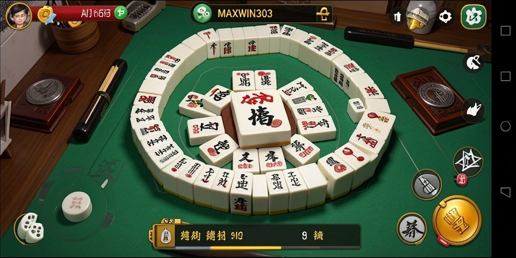 Screenshot gameplay MAXWIN303 menampilkan suasana permainan Mahjong yang seru.