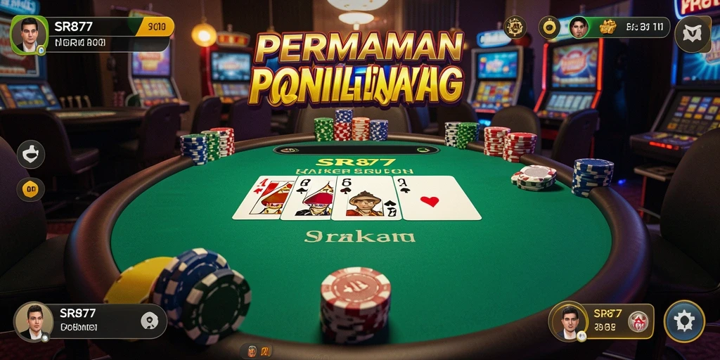Screenshot gameplay SR877 yang menampilkan aksi Poker yang intens.