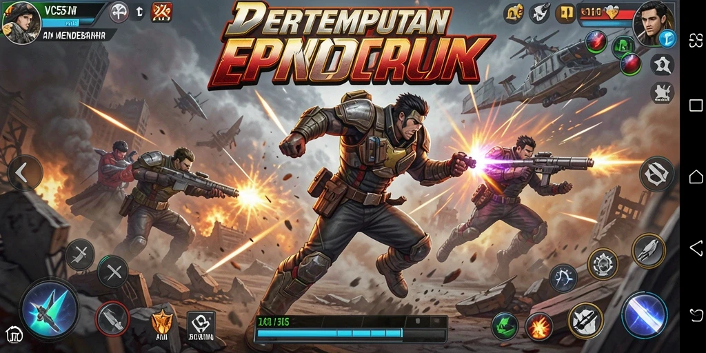 Screenshot VC55 menampilkan aksi pertempuran yang seru dan intens.