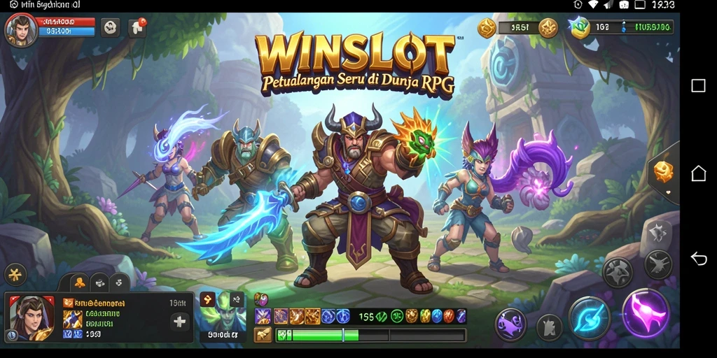 Screenshot gameplay WINSLOT menampilkan pertempuran seru di dunia RPG.