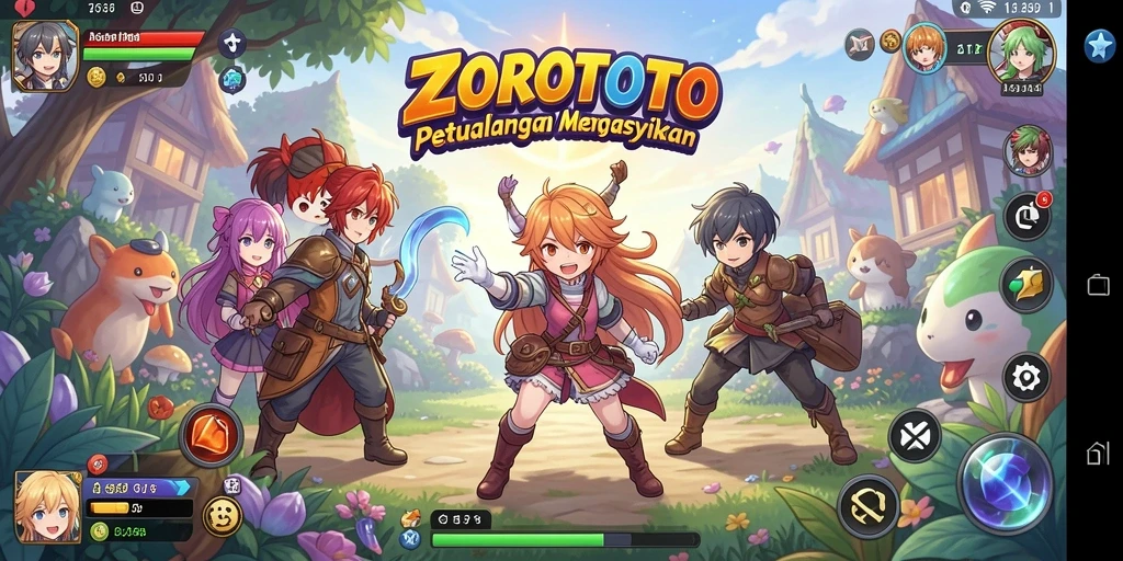 Tampilan gameplay menampilkan karakter anime yang beraksi dalam pertarungan seru.